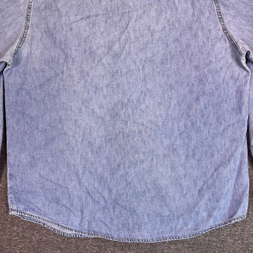 Vintage 90s Lee Denim Shirt Womens M Long Sleeve Button Up Classic Cotton Pocket - Picture 14 of 14